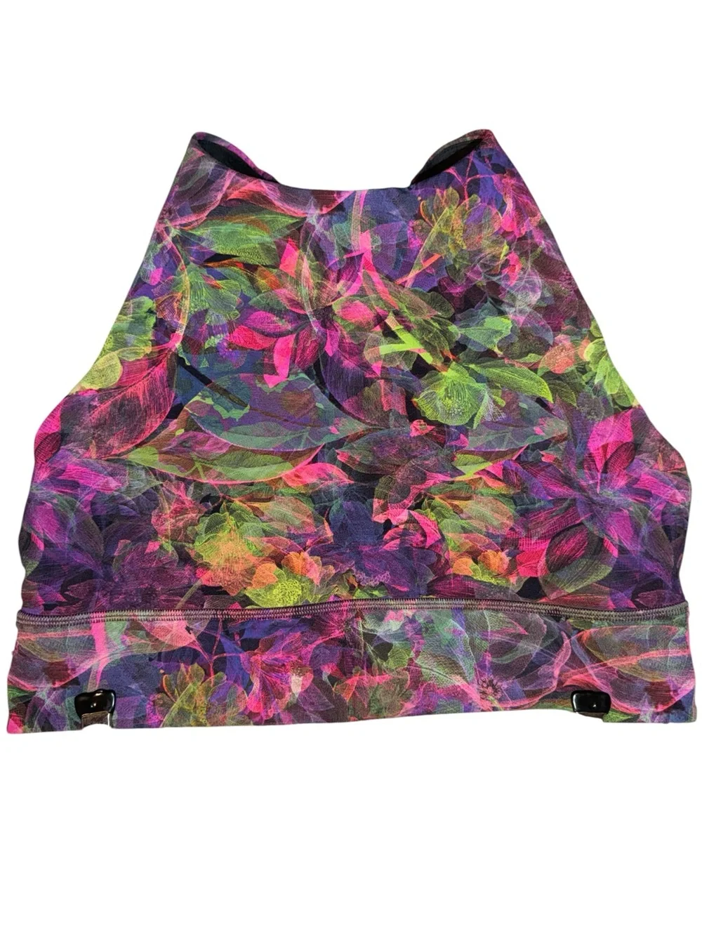 Lululemon Energy High-Neck Longline Tough Bra Vivid Floral Tone Multi Size 8